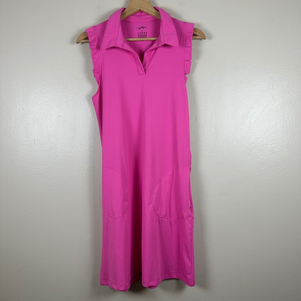 Gottex Women's Small Polo Dress Pink Ruffle Sleeve Golf Tennis Activewear